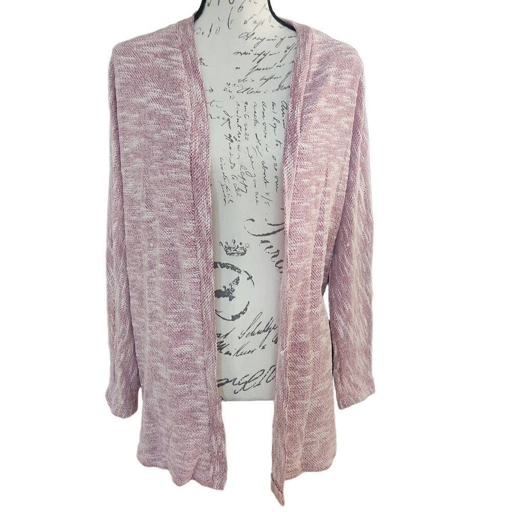 LA Hearts Women's Size Medium Wine Cream Open Front Kimono Cardigan